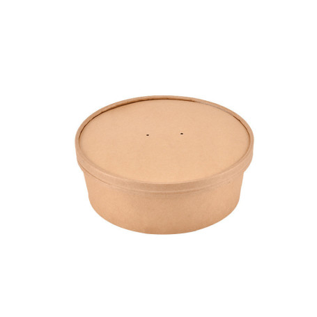 Bol saladier rond en carton kraft avec couvercle en Kraft 1000ml - 300 pcs