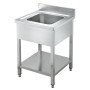 Plonge inox avec étagère 1 bac 800x700x850 mm - Arredochef