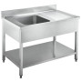 Plonge inox avec étagère 1 bac  à gauche 1200x700x850 mm - Arredochef