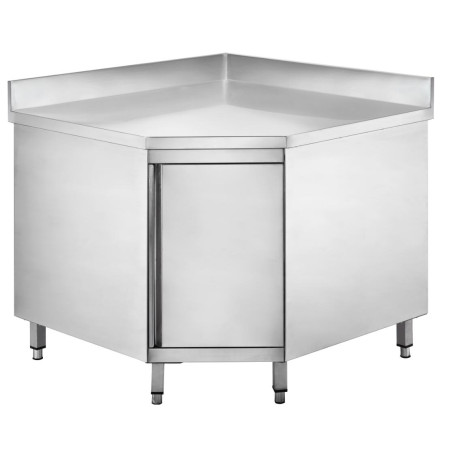 Meube d'angle inox bas avec dosseret 1000x1000x700x950 mm - Arredochef